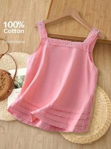 Camiseta de tirantes para mujer, estilo de moda minimalista, adecuada para el verano - Rosa - Ver 10