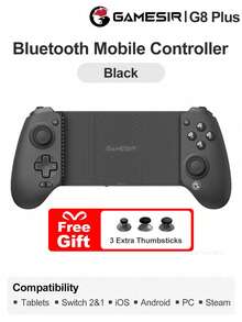 GameSir G8 Plus 平板電腦手機遊戲控制器 PC 遊戲手把，相容 2/1、Android、iOS 手機，相容裝置長度 120-215mm，霍爾效應搖桿與類比扳機、6 軸陀螺儀、非對稱馬達 - G8 Plus - 查看 14