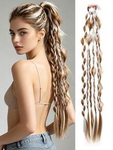 Synthetic Lantern Bubble Long Twist Braid Ponytail Extensions,24 Inch Handmade Mixed Color Bubble Twist Braids - Vacation Style Hair Extensions, Suitable For All Hair Types - Multicolor - View 10