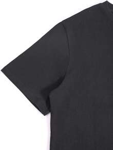 Camiseta casual de mujer estilo Halloween, con estampado de café, cuello redondo, corte holgado y manga corta, adecuada para todas las estaciones, ideal para salidas informales y uso diario ligero y cómodo al aire libre. Camiseta de mujer. - Negro - Ver 4