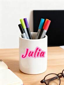 Customized Glitter Name Stickers, Waterproof Vinyl Labels With Customizable Text, Residue-Free Removable Design, Suitable For Student Supplies, Water Bottles, Notebooks, Lunch Boxes, Ideal For Back To School Season - Multicolor - View 5