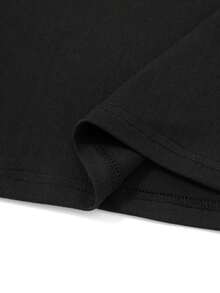 Camiseta de Mujer Oversize Extra Grande Una camiseta de mujer con diseño de tulipán rosa, estampado gráfico 'FOR YOU', mangas cortas negras y cuello redondo. Es lavable a máquina, adecuado para primavera, verano y otoño, con un estilo casual, ajuste cómodo, diseño de tops para salir para mujeres. - Negro - Ver 6