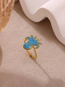 Nhẫn hình cua bằng thép không gỉ mạ vàng 18k kiểu Boho, họa tiết dầu nhỏ giọt, hình bạch tuộc có thể điều chỉnh kích thước, trang sức sinh vật biển, trang sức mùa hè chủ đề đại dương, phụ kiện thời trang đi biển, nghỉ dưỡng. - 1 - Xem 4