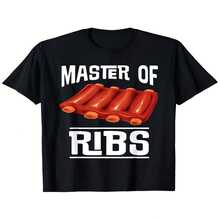 Camiseta exclusiva para el Día de la Independencia/Día del Padre con dise?o de barbacoa y hueso, camiseta unisex informal de manga corta con cuello redondo para exteriores, ligeramente elástica SXXXL, mismo estilo para hombres y mujeres, camiseta con pu?os estampados de verano 2026; camiseta del Día de la Madre, la mejor camiseta con dise?o del Día de la Madre para mamá. - Negro - Ver 1