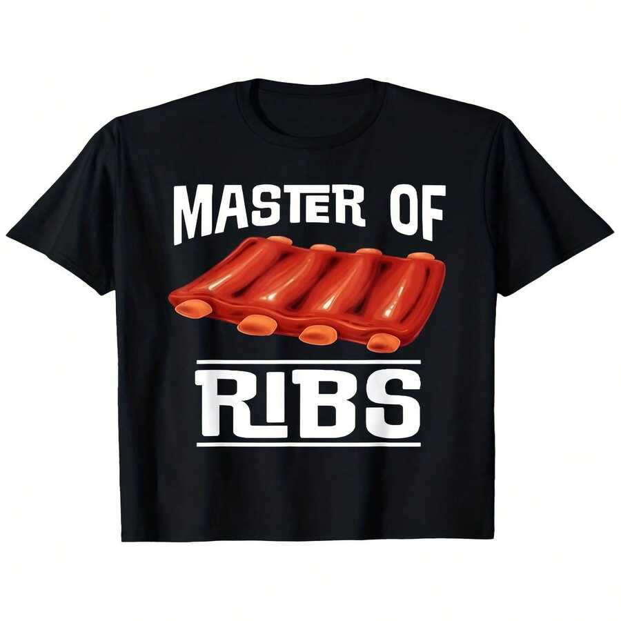 Camiseta exclusiva para el Día de la Independencia/Día del Padre con dise?o de barbacoa y hueso, camiseta unisex informal de manga corta con cuello redondo para exteriores, ligeramente elástica SXXXL, mismo estilo para hombres y mujeres, camiseta con pu?os estampados de verano 2026; camiseta del Día de la Madre, la mejor camiseta con dise?o del Día de la Madre para mamá. - Negro - Ver 1