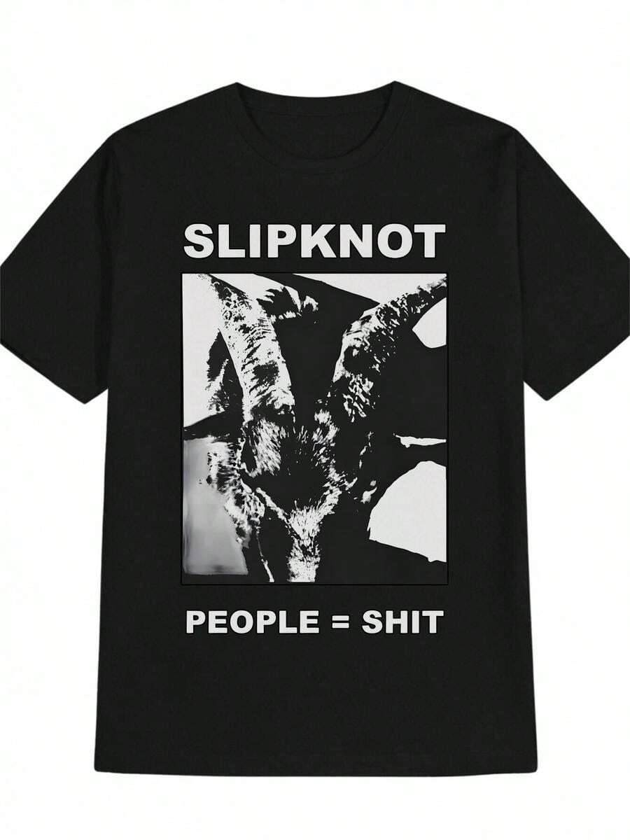 Funny Men's Short Sleeve Graphic Fashion Print Summer Black Essential Collection Y2K Anime Inappropriate Dark Humor Band Theme Gift For Men - 黑色 - 查看 1