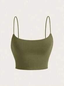 Top de tirantes sólido - Verde militar - Ver 1