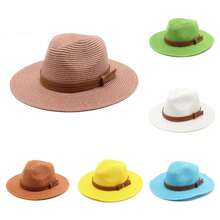 1 pièce Chapeau de paille d'été unisexe, chapeau de plage tressé pour la protection contre le soleil, utilisation pour les vacances et les voyages à la plage - Multicolore - Voir 9