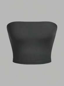 Set de 3 tops cortos ajustados de unicolor minimalista para mujer, apropiados para el verano - Multicolor 6 - Ver 7