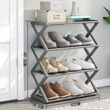 1-Pack 4-Tier X-Type Foldable Shoe Rack, Space-Saving Dustproof Shoe Organizer, Steel Tube Shoe Shelf, No Tools Required, Easy Assembly Shoe Cabinet For Entryway, Hallway, Bedroom, Dorm,Back To School - Multicolor - View 10