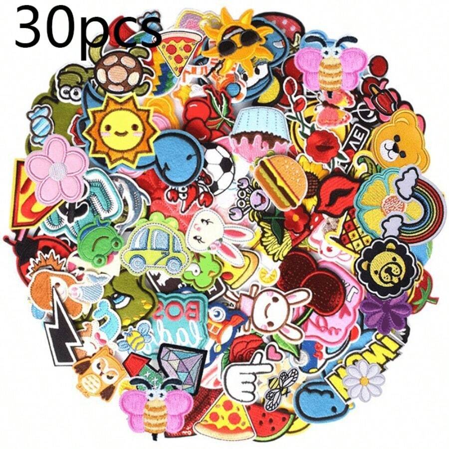 30 Embroidered Patches, Sewing/Ironing Patches For DIY Sewing Decals/Ironing Patches For Skirts, Pants, Backpacks, Hats, Jackets, And Jeans - BD122 Type - View 1