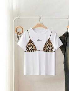 100% Cotton Minimalist Printed T-Shirt With Round Neck And Short Sleeves For Women, For Everyday Casual Wear - White - View 2