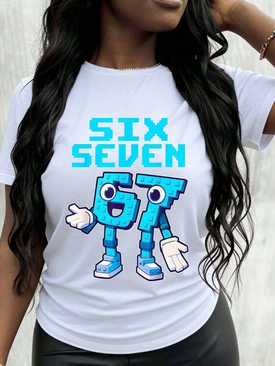 Camiseta GraphicSix Seven Style con Diseño de Personajes de Dibujos Animados para Mujeres y Hombres, Ropa Casual, Camiseta de Moda - Blanco - Ver 1