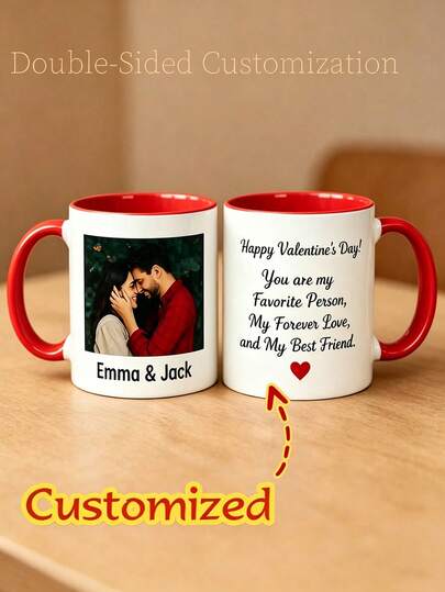 Caneca de café personalizada com foto, 325ml (11oz), personalizável com imagens, texto, nomes, presente personalizado, presente de aniversário.
