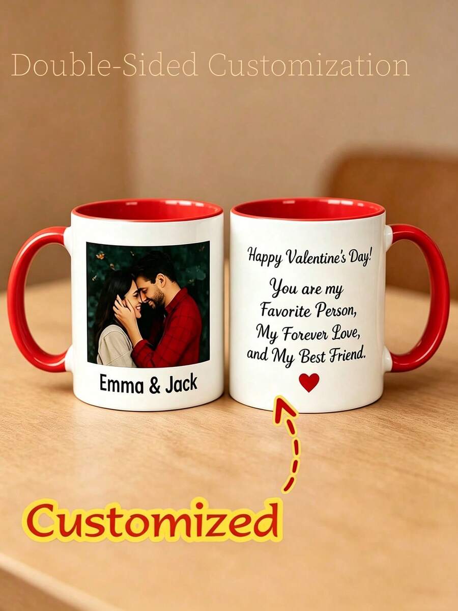 1pc Customizable Photo Mug, Personalized Photo Coffee Cup, Anniversary Mug, Housewarming Gift, Birthday Graduation Wedding Gift, Personalized Gift Suitable For All Occasions