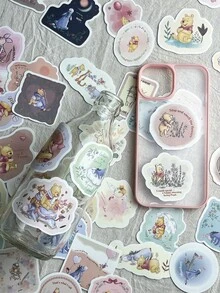 50PCS Disney Genuine Authorized Winnie The Pooh Sticker Fresh Elegant Style Art Interesting Holiday Gift Collection Decorative Scrapbook Phone Case Pencil Case Laptop Decal - 1 Set - View 5