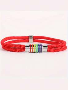 1pc Retro Woven Bracelet, Unisex Handmade Colorful Rope Magnetic Clasp Bracelet, Friendship Gift, Couple Accessory, Suitable For Proud Event And Daily Outfit - Rainbow Bracelet - View 16