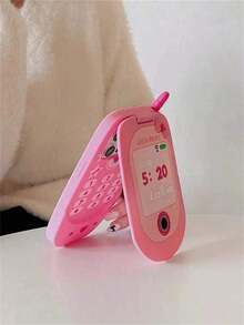 Cute 3D Hot Pink Big Cellphone Model Flip Mirror Silicone Phone 16 15 14 13 12 Pro 11 Shockproof Soft Cover - Hồng - Xem 8