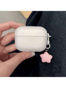 Matte White Earphone Case With Cute Star Pendant, Compatible With Apple Pro 2nd Gen, Bluetooth 3rd Gen, 4 Wireless Earphone Case, Women's Minimalist Style, Soft Silicone Anti-Drop And Comfortable Grip, Suitable For Work Commute / Date, Highly Attractive Gift For Best Friend - White - View 8