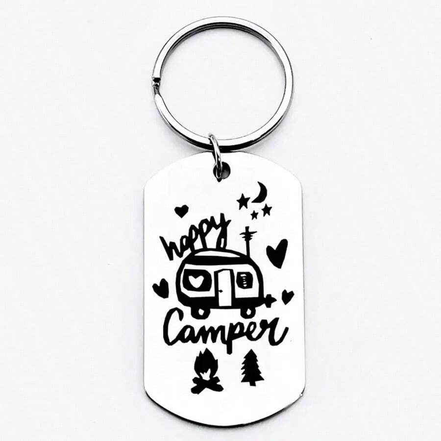 Stainless Steel Military Tag Keychain, Durable And Sturdy, Smooth Edges Won't Scratch Hands Or Bags, For Elderly And Children, Convenient For Daily Carry - Silver - View 1