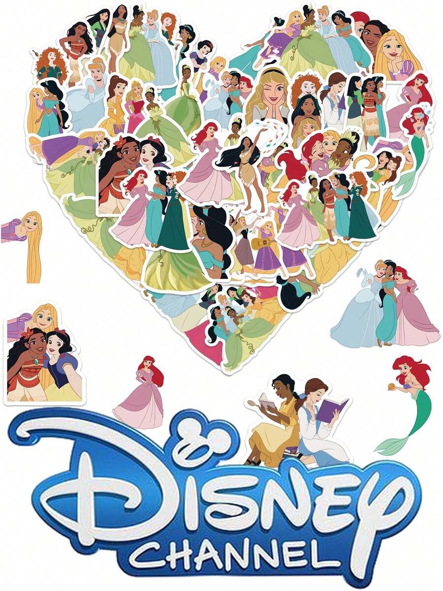 Bộ 52 miếng dán hình các nhân vật công chúa Disney kinh điển, bao gồm Cinderella, Ariel, Belle, Jasmine, Rapunzel và Tiana, phong cách dễ thương dành cho bé gái, thích hợp để dán lên điện thoại, xe hơi, sổ tay, bình nước, laptop, sổ kế hoạch, hoàn hảo làm quà tặng sinh nhật, phần thưởng ở trường và trang trí sổ nhật ký văn phòng. - 1 Set - Xem 1