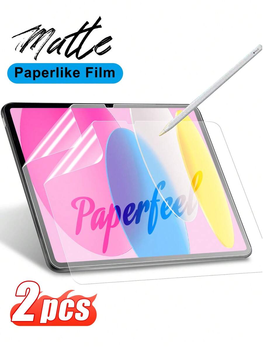 ZYSHI 2pcs Paper-Feel Matte Screen Protector, PET Material Anti-Glare, Compatible With IPad 11th/10th Gen, Pro 2024, 10, Mini 7, Air 13, Pro 11, A16 11th/10th Gen (2025/2022), Smooth Writing, High Sensitivity, Anti-Fingerprint, Natural Writing Feel, Low Reflection, Easy Installation, Supports Drawing - 2pcs Paper-like - View 1