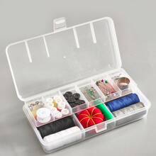 透明双面11格缝纫针线盒，带收纳盒和针线工具套装 - Transparent double-sided 11 grid sewing needle and thread box - 查看 7