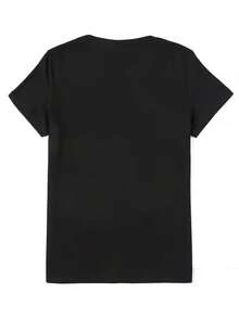 Women's T-Shirt For Spring And Summer - 黑色 - 查看 2