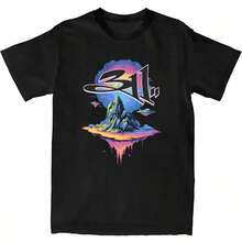Waiting For Something To Happen Omori Cat Print Women T-Shirt Shirt Harajuku Short Sleeve O-Neck T-Shirt Tee Tops Clothing - 黑色 4 - 查看 7