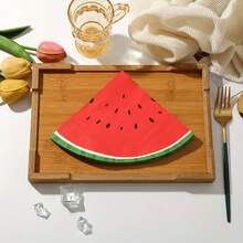 20pcs/40pcs/100pcs Watermelon-Themed Napkins: Featuring A Sweet Red And Green Watermelon Slice Pattern, These Disposable Paper Napkins, Perfect For Summer Fruit-Themed Birthday Parties And Summer Wedding Decorations. - View 4