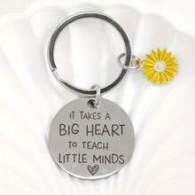 5pcs/Set Cute Teacher Keychain - Heartwarming "Educating Young Minds Requires Broad-Mindedness" Design With Adorable Daisy - Multicolor - View 5