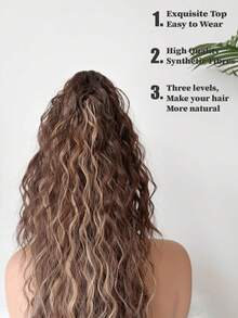 WaveTrip Synthetic Long Curly Hair Bun, Heat-Resistant Wavy Hair Bun, 22"/26"/30" Ombre Color - Brown Ombre - View 5