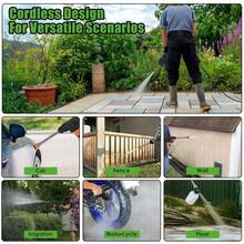 Wireless High-Pressure Washer, Portable High-Pressure Washer, High-Pressure Car Washer Equipped With 2 21V Rechargeable Batteries, A 5-Meter Hose, And 3 Nozzles, Suitable For Cleaning And Watering Cars, Patios, And Gardens - 黑色 - 查看 6