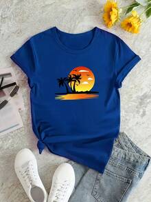 S274 Casual Short Sleeve T-Shirt With Custom Print - Royal Blue - View 4