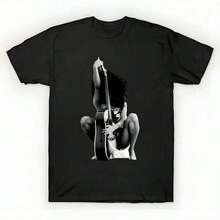 Maglietta Oversize in Cotone Stampata Unisex, T-shirt Casual Nera a Tinta Unita con Grafica, Top Essenziale per l'Estate, Taglie S-3XL Erykah Badu - Erykah Badu --Maglietta - nero - Visualizzare 1