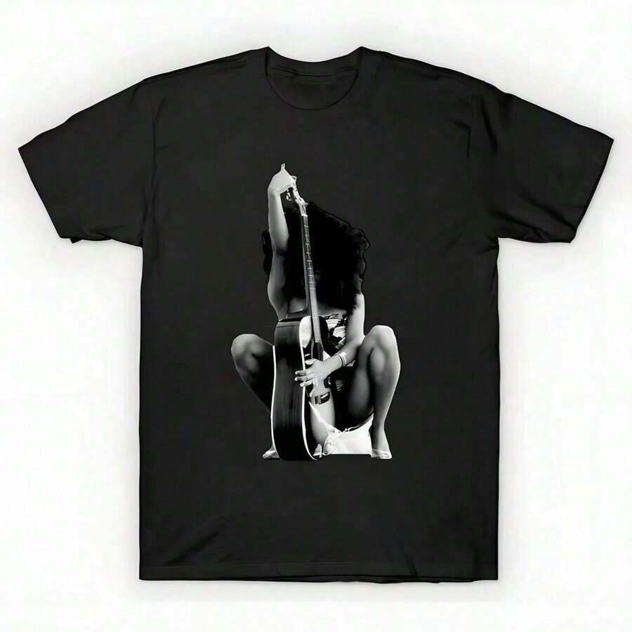 Maglietta Oversize in Cotone Stampata Unisex, T-shirt Casual Nera a Tinta Unita con Grafica, Top Essenziale per l'Estate, Taglie S-3XL Erykah Badu - Erykah Badu --Maglietta - nero - Visualizzare 1