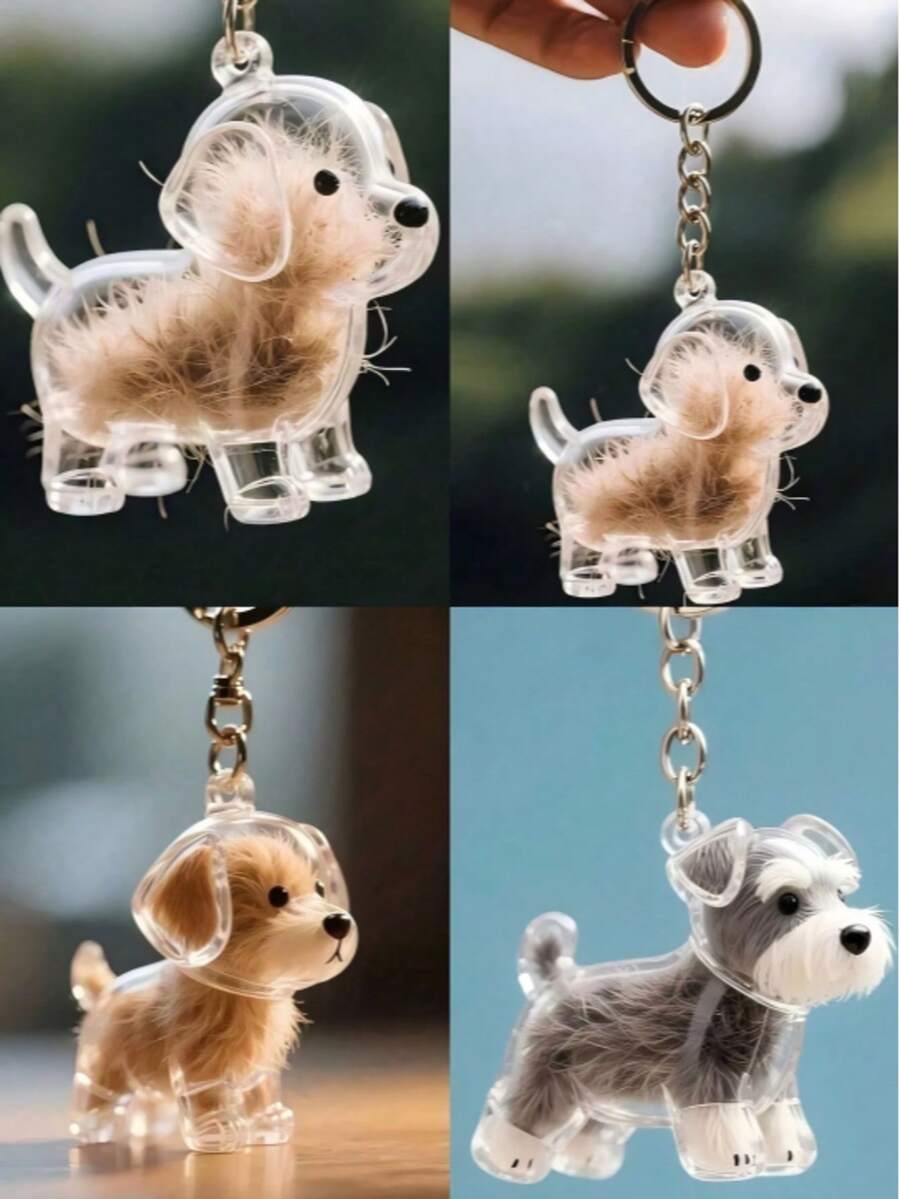 Transparent Pet Hair Storage Keychain Cat Dog Fur Memorial Pendant Christmas Graduation Mother's Day Universal Decorative Accessory - Multicolor - View 1