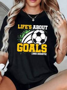 Balón de fútbol con energía que simboliza la pasión por alcanzar metas en la vida y compartir el éxito con otros camiseta de mujer cómoda y moderna para amantes del deporte - Negro - Ver 6