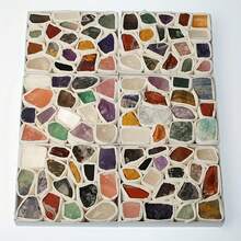 1 Lb/Natural Raw Stone Box Set, Electroplated Colorful Agate Slice Box, White Agate Slice Treasure Bowl Decor, Home Decor Gift, Natural Stone Material For Polishing, Facing And Jewelry Making, Crystal Decor, Handcraft Projects, Colored Crystal Stone, Craft Material, Quartz, Unique Mineral Structure - Multicolor - View 2