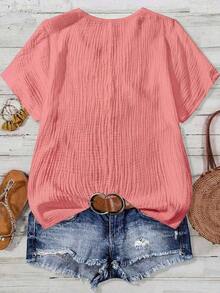 Mono informal con cuello en V y estampado floral para mujer talla grande - Rosa - Ver 2