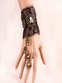 Steampunk Mechanical Gear Bracelet & Ring Set, Adjustable Wrist Accessory, Skull Steampunk Machinery, Vintage Industrial Style, Suitable For Halloween, Cyberpunk, Dark Aesthetic, Unisex - Multicolor - View 2