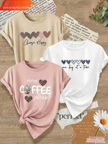 Single Item, Not A 3-Piece Set. Set Of 1, Set Of 3 Women's Casual Short Sleeve Crew Neck T-Shirts - Printed, Soft And Comfortable Fabric, Machine Washable, Summer Blouses Y2k T-Shirt Shirt | Exquisite Design | Loose And Comfortable | Easy To Match | - 白色 - 查看 1