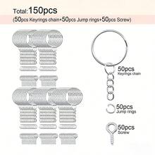 Bộ dụng cụ làm móc khóa bạc và vàng 60/150 chiếc - Bao gồm móc khóa có dây xích, vòng nối và móc vít, thích hợp cho việc tự làm đồ trang sức, cung cấp nguyên liệu cho doanh nghiệp nhỏ và các dự án thủ công. - Móc khóa + Vòng nối + Mắt cừu - Xem 7