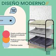 MUBSON Carrito Organizador Multiusos con 9 Compartimientos y Ruedas. Juguetero Organizador. Carrito Auxiliar SOST para Alacena, Baño, Recámara, Oficina. Cajonera. Gavetas Organizadoras Gris - Gris - Ver 7