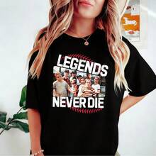 Playera gráfica casual juvenil de los años 90, Sandlot Legends Live On In, camisetas de béisbol retro para mujeres y camisetas de equipo. - Negro-3 - Ver 4
