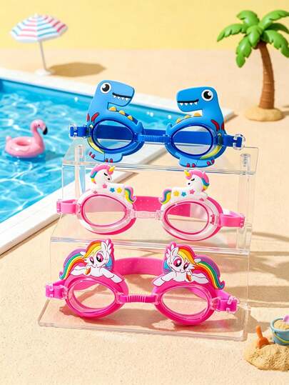 Cute Cartoon Children's Swimming Goggles, Anti-Fog And Leak-Proof Swimming Goggles, Adjustable Silicone Strap, Children's Goggles, Suitable For Swimming Pools, Beaches, Water Parks