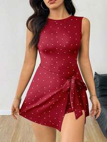 Body sin espalda de estilo casual con estampado de leopardo vintage para mujer - Rojo - Ver 5