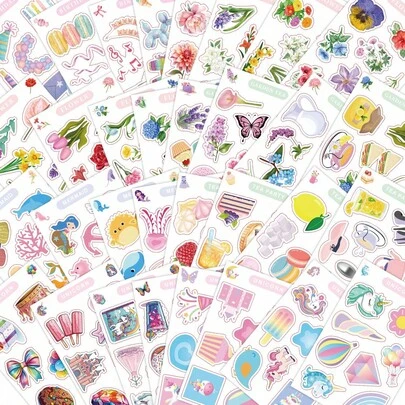 8pcsCute Style Graffiti Stickers PVC Self-Adhesive Waterproof Decorative Stickers For Kids DIY Handbook Stickers, Suitable For Christmas, Halloween Gifts, Prizes