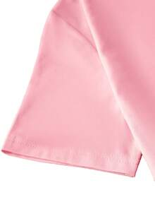Talla Grande - Talla Grande - Blusa Casual de Manga Corta con Cuello Redondo y Estampado de Flores en Blanco y Negro para Mujer de Talla Grande - Rosa - Ver 3