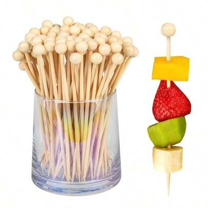 100 chiếc - Tăm xiên thanh lịch, thích hợp dùng cho món khai vị, đồ uống, cocktail Martini, bánh mì sandwich, món tráng miệng và trái cây. Tăm xiên thanh lịch, xiên tre trang trí, thích hợp dùng cho đồ uống, bánh mì sandwich, trái cây và các vật dụng khác trong bữa tiệc, cũng như trang trí các món ăn lạnh.